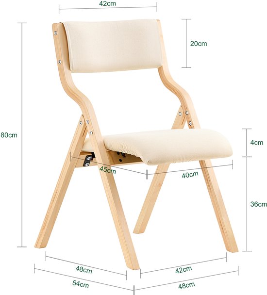 SoBuy Set of 2 Folding Chair, Office Chair with Upholstered Seat Cushion, Dining Chair, White, 49x80x54cm, FST40-Wx2 - pour la salle à manger, la cuisine, le salon ou le bureau à domicile