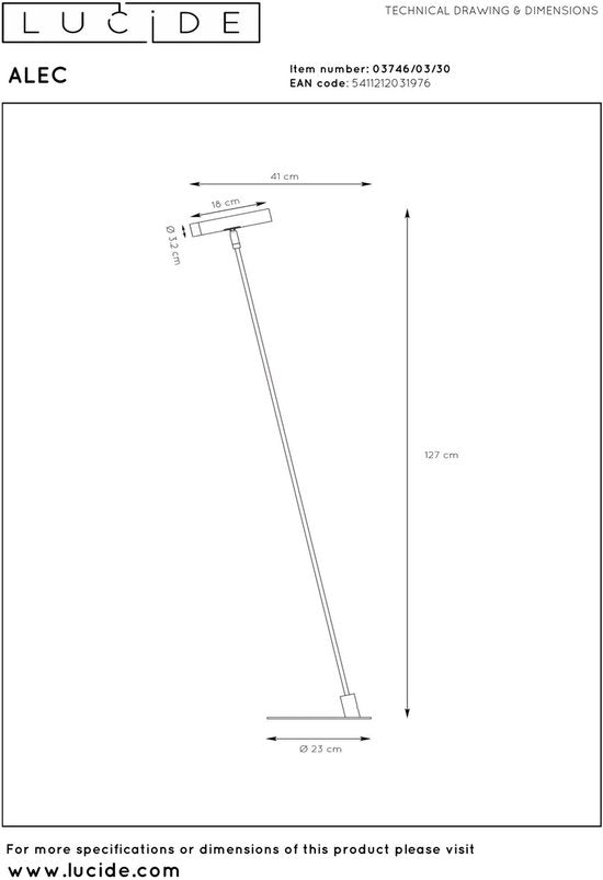 Lucide ALEC - Lampadaire - LED 3 StepDim - G9 - 1x3 W 2700 K - Anneaux interchangeables inclus - Noir