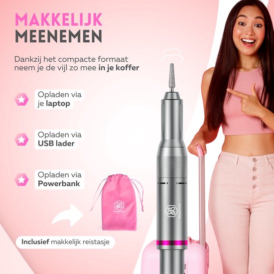 Beeperfect® Lime à ongles électrique avancée - Moulin à ongles - Ensemble de manucure et pédicure - 35 000 tr/min - 26 embouts et 66 rouleaux de ponçage
