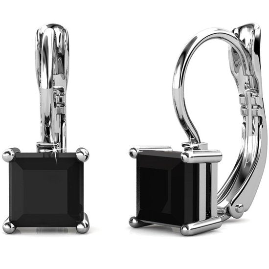 Boucles d'oreilles pour femmes - Cristaux Kalpa Camaka noirs - Ton argenté - Cristal noir - Plaqué or blanc 18K - Boucles d'oreilles pour femmes - Boîte cadeau de luxe - Bijoux - Boîte cadeau - Emballage cadeau exclusif - Boîte cadeau - Magnifique emballa