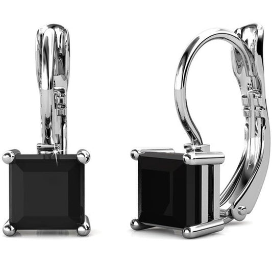 Boucles d'oreilles pour femmes - Cristaux Kalpa Camaka noirs - Ton argenté - Cristal noir - Plaqué or blanc 18K - Boucles d'oreilles pour femmes - Boîte cadeau de luxe - Bijoux - Boîte cadeau - Emballage cadeau exclusif - Boîte cadeau - Magnifique emballa