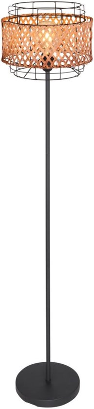 Lampadaire GINA Metal 151.0cm Matt Black | Bamboo E27 1-Light
