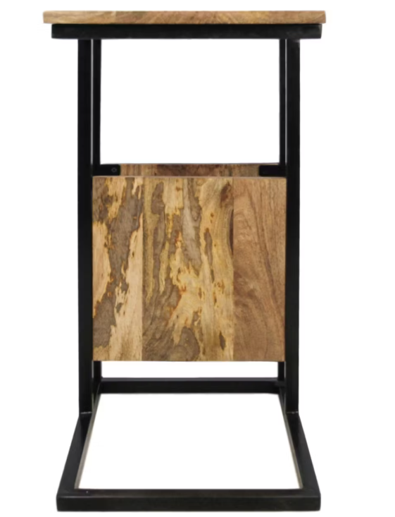 Table d'appoint HSM Collection Magazine - Bois de manguier et métal - 34x40x68 cm - Design industriel
