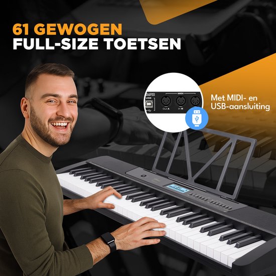 Finesse Keyboard Piano - Stand & Accessories - 61 Keys - MIDI - Digital Piano - Electric Piano - Child