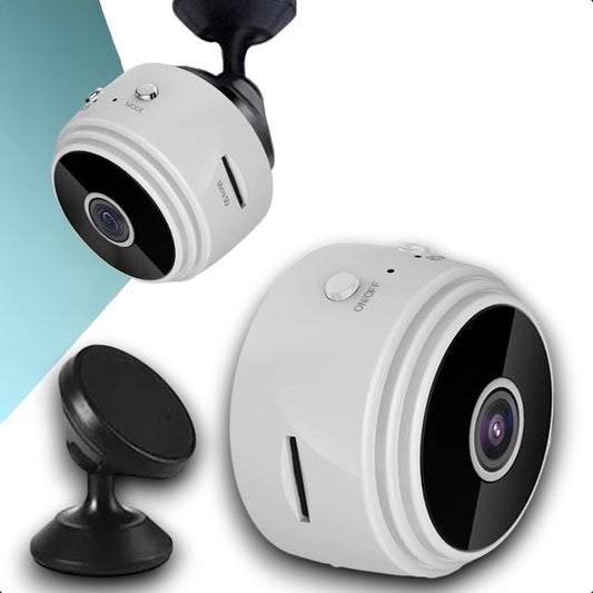Tech Essentials® Mini caméra espion - 1080P/Full HD - Avec APP WiFi - Vision nocturne - Détection de mouvement - Caméra vidéo cachée compacte - Petite caméra d'intérieur - Espion - Sans fil - Animaux - Intelligente - Blanc