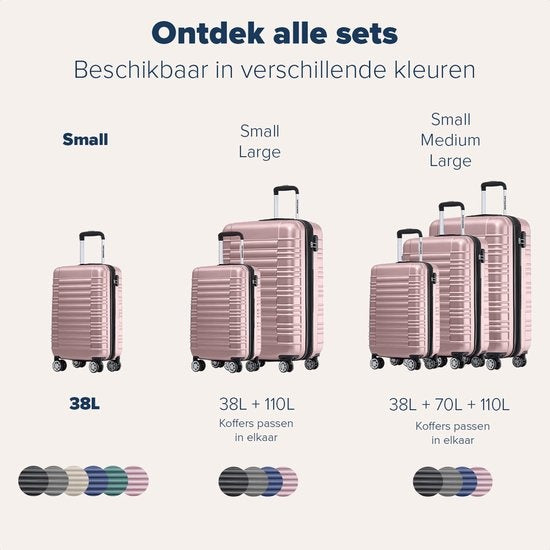 Valise - TRVLMORE - Bagage à main - 54x36x20cm - 38L - Or rose