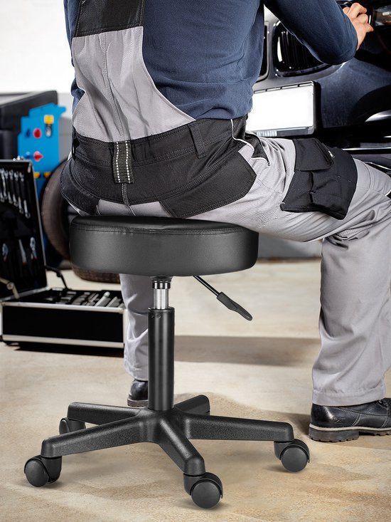 Casaria Tabouret pivotant réglable - Hauteur d'assise 46/60cm - 1 pièce Noir