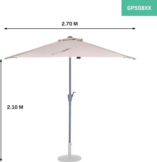 VONROC Premium Parasol Magione - Parasol de balcon durable - Semi-circulaire 270x135cm - Toile résistante aux UV - Beige - Housse de protection incluse