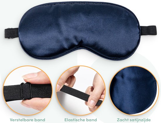 Loti Premium Silk Sleep Mask + Storage Pouch - 100% Darkening Eye Mask - Adjustable - Blindfold - Silky Soft - Anti-wrinkle - Eye Mask - Sleep Mask - Blue