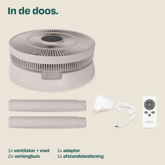 Ventilateur sans fil VONROC BREEZE – Silencieux (<44 dB) – 24 vitesses – léger et portable – 3 modes de ventilation : Naturel, Sommeil, Normal – Modulaire : ventilateur de table et ventilateur sur pied – Écran tactile haut de gamme – Télécommande incluse