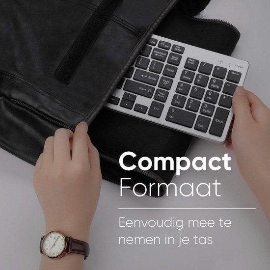 Trendfield Wireless Keyboard - Clavier Bluetooth - Touches silencieuses - Rechargeable - Qwerty - Space Grey