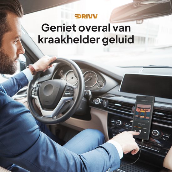 Drivv. Câble AUX 3,5 mm - Jack à Jack - Câble audio 4 pôles - plaqué or - mâle à mâle - PVC - noir - 3 mètres