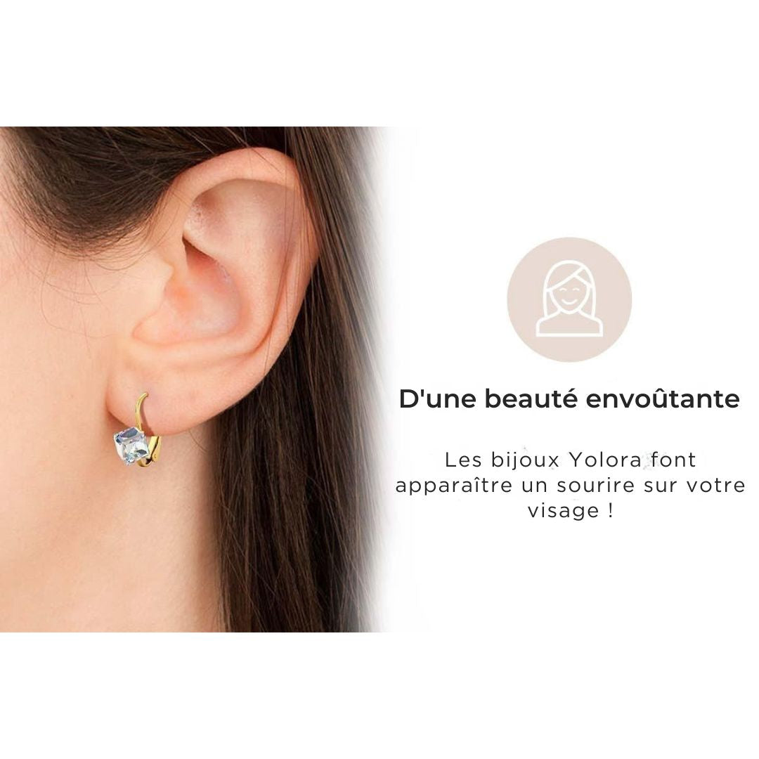 Boucles d'oreilles Yolora pour femmes - avec cristaux Kalpa Camaka - Plaquées or jaune 18 carats