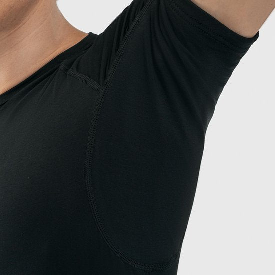 T-shirt anti-transpiration - Fibershirts® - Empiècements sous les aisselles cousus - Sous-vêtement - Noir - Col rond - Homme - Taille XXL