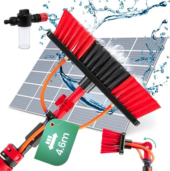 Brosse de Lavage Télescopique - Hortensus - 4,6 m – Balai de Jardin avec Adaptateur d’Angle – 29 x 7 x 10 cm - Rouge