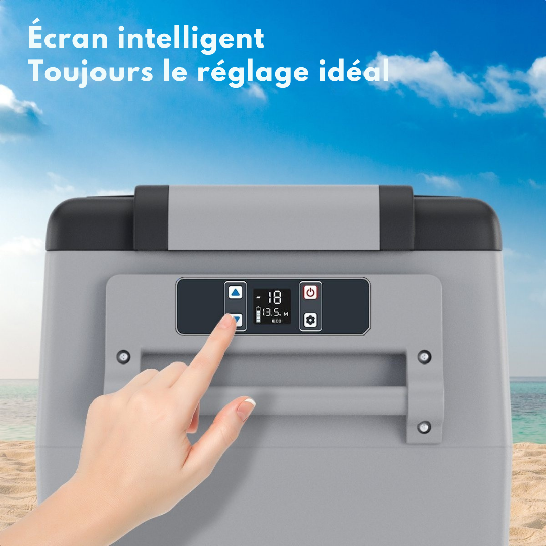 Glacière électrique à compresseur – Auronic – 30,4 L – 5 modes – 12V/240V – Double compartiment – Gris