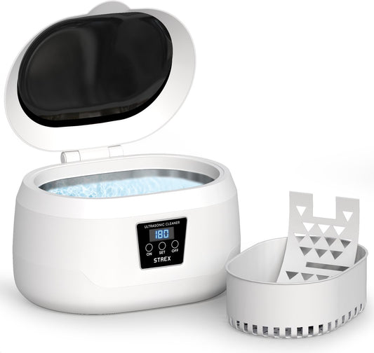 Strex Ultrasonic Cleaner 600ml - 360º - Nettoyeur à ultrasons - Appareil de nettoyage pour lunettes / bijoux / montres / pièces de monnaie