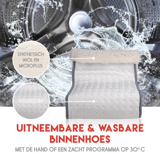 Chauffe-pieds électrique - alpina - Housse intérieure lavable - Protection contre la surchauffe - 3 niveaux - Blanc