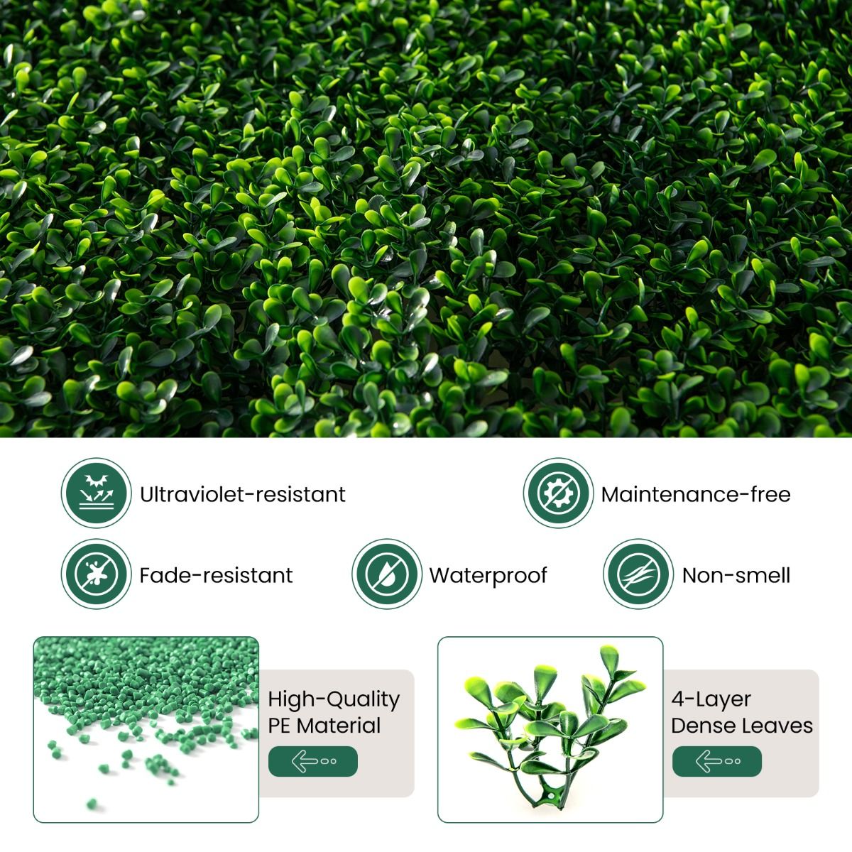 Coast Artificial Grass Wall Panels 12 pieces 50 x 50 cm Green - Imitation Gardenia Topiary pour l'intimité et la décoration