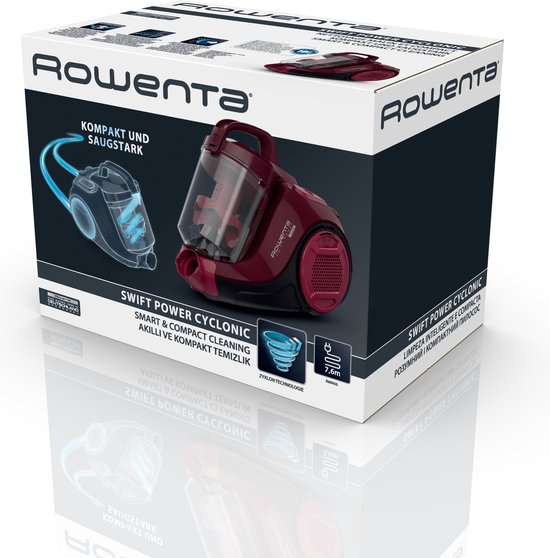 Rowenta Swift Power Cyclonic - Aspirateur compact sans sac - 900 W - Rouge Bordeaux