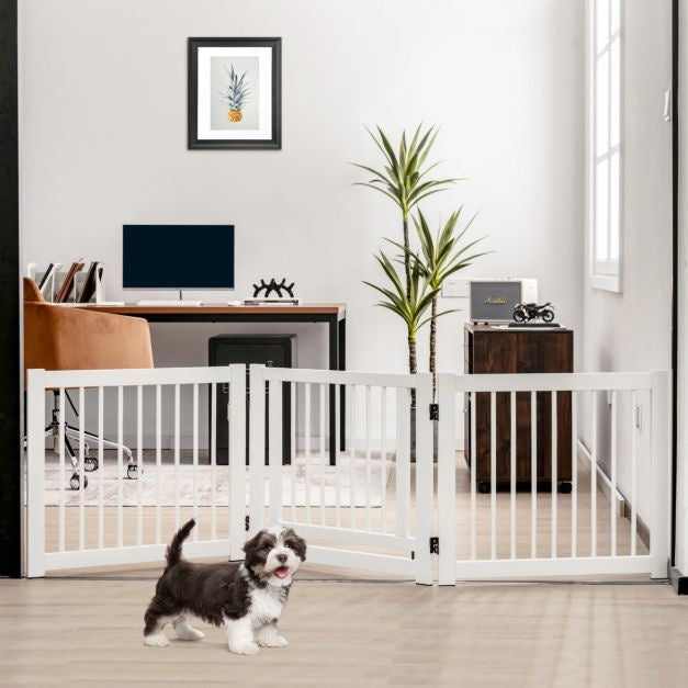 Coast grille pliante en trois parties pour chiens avec portillon en pin pour portes/étages 61 cm de haut blanc