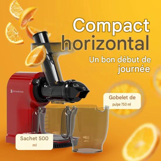 KitchenBrothers Extracteur de jus - Compact - Presse-agrumes - Presse-légumes et fruits - 45 mm - 500 ml - Rouge