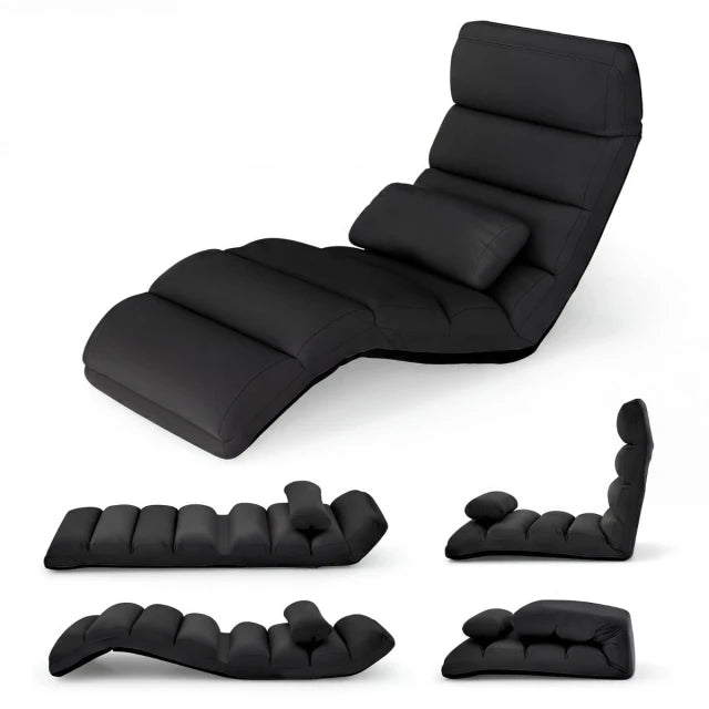 Coast Floor Armchair Black - Fauteuil relax pliant avec fonction sommeil - 175 x 55 x 20 cm