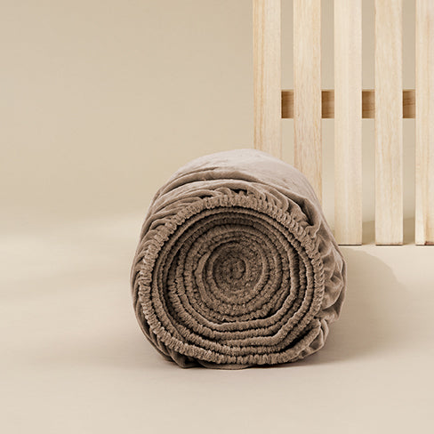 Sjumo Splittopper Drap-Housse Lisse - 200 x 210/220 cm - Taupe Intemporel