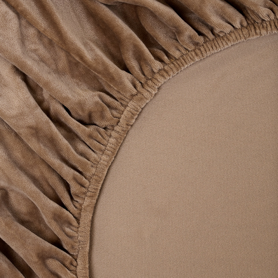 Sjumo Splittopper Drap-Housse Lisse - 200 x 210/220 cm - Taupe Intemporel