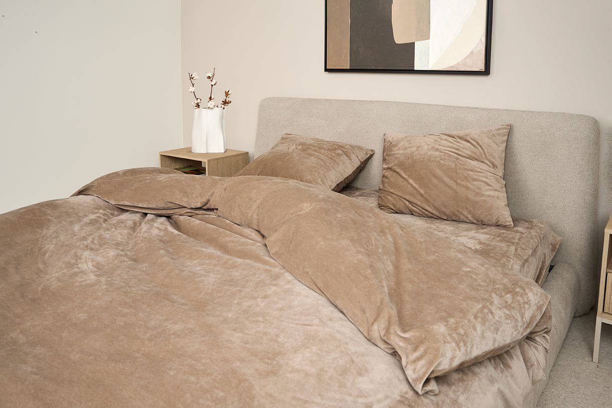 Sjumo Splittopper Drap-Housse Lisse - 200 x 210/220 cm - Taupe Intemporel