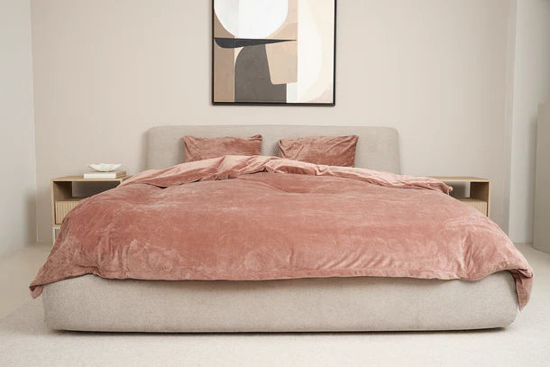 Sjumo - Silky Smooth Duvet Cover - 260x220 cm - Blush Pink Cotton-Satin - High Quality Gloss & Silky Soft - Anti-allergic & Breathable - Includes 2 Free Pillowcases