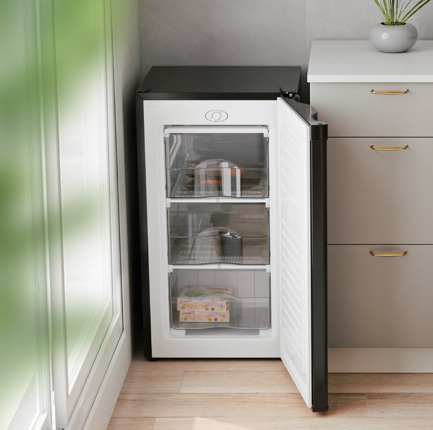 Congélateur KitchenBrothers - 64L - Compact - 3 tiroirs de congélation - Noir