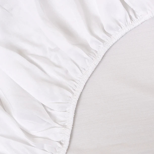 Sjumo - Drap-housse en satin de Tencel - 140x200 cm - Tencel blanc frais et satin de coton - Très brillant et soyeux - Antiallergique et respirant - Confort de qualité hôtelière de luxe
