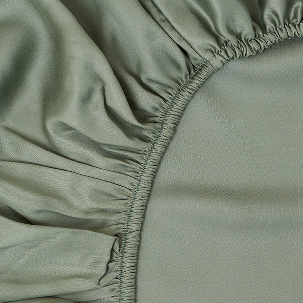 Sjumo - Drap-housse en satin de Tencel - 90x200 cm - Tencel vert sauge et satin de coton - Très brillant et soyeux - Anti-allergique et respirant - Confort de qualité hôtelière de luxe