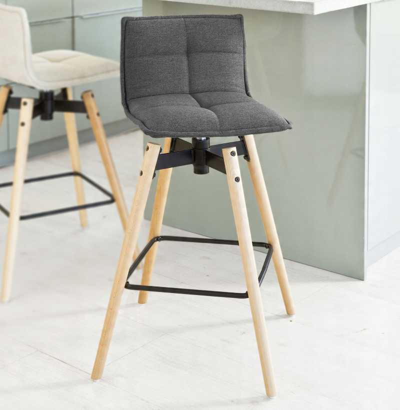 SoBuy Tabouret de bar FST45-DG - pivotant à 360 degrés - 48 x 48 x 97 cm - gris foncé