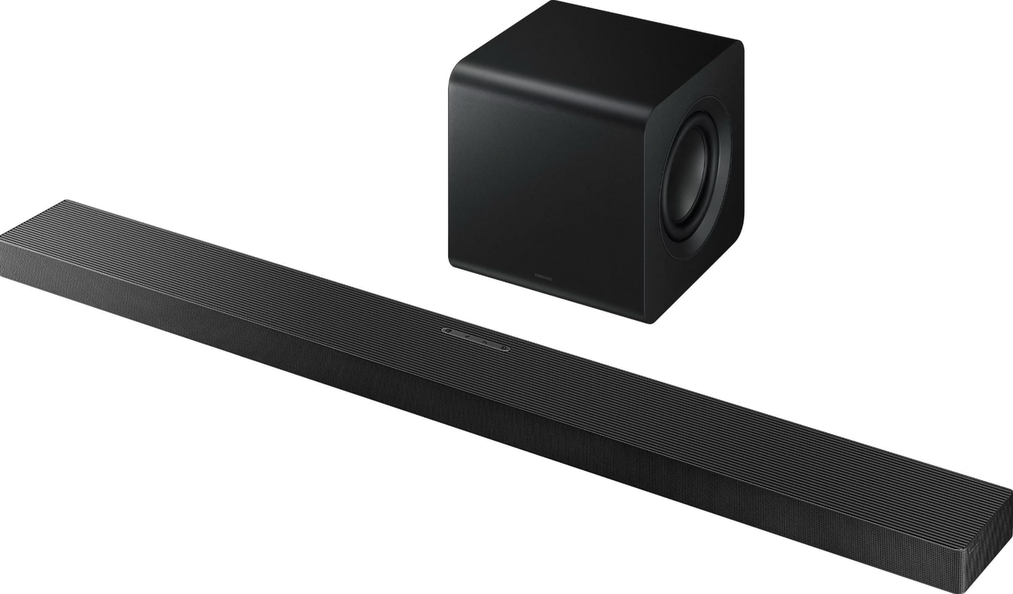 Samsung - Q-Series Soundbar & Wireless Subwoofer - HW-QS700F - Cinématique Dolby Atmos - Q-Symphony & SpaceFit Sound - Métal noir et plastique