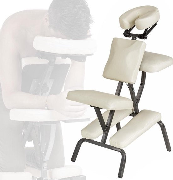Fauteuil de massage, fauteuil de traitement avec rembourrage épais beige incluant un sac de transport noir