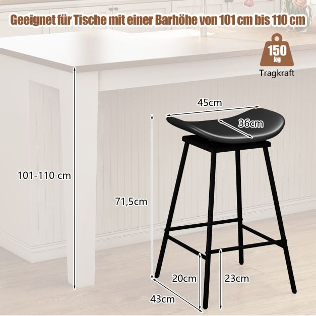 Tabourets de bar pivotants Coast – Lot de 2 – 43 x 45 x 71,5 cm – Marron et noir