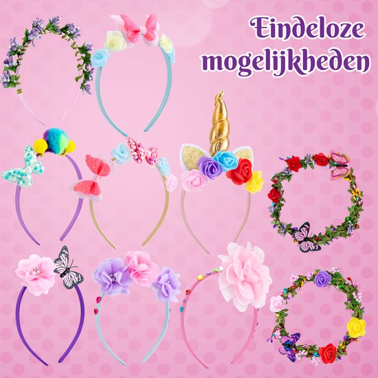 Vaive Hairband Craft Set 54-piece - Make 10 Hairbands - Headband Crafts for Girls - Jewellery Making - Craft kits