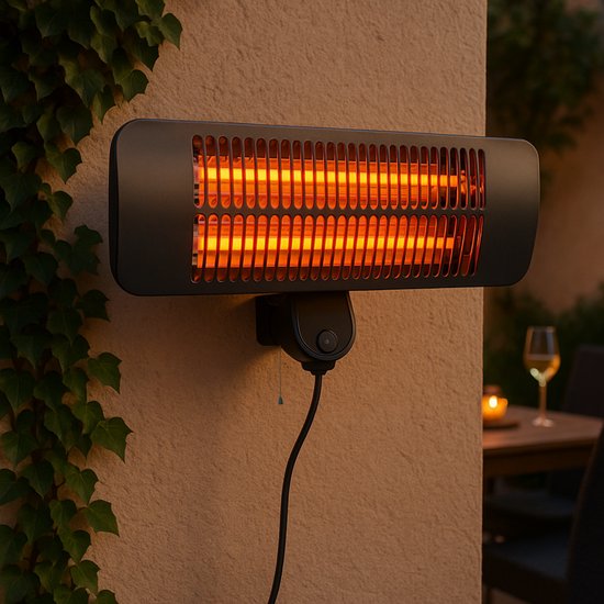 Chauffage infrarouge suspendu Alpina - Chauffage de terrasse 2000 W, 3 niveaux de chaleur - Chauffage de terrasse résistant aux éclaboussures IP34 avec panneau infrarouge - Chauffage de terrasse