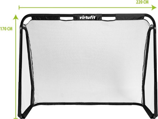 VirtuFit Football Goal Pro avec mur de but - But de football - 220 x 170 x 85 cm - Mur de but avec 2 zones ouvertes - Jouets d'extérieur pour enfants - Pliable - Buts - Montage rapide - Stockage facile