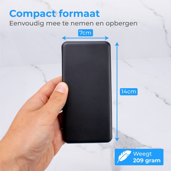 Nuvance - Powerbank 10000 mAh - Chargeur rapide - Design compact - 2x USB, USB-C & Micro USB - Powerbanks universelles pour Smartphones, Tablettes & Gadgets - Batterie externe - Noir