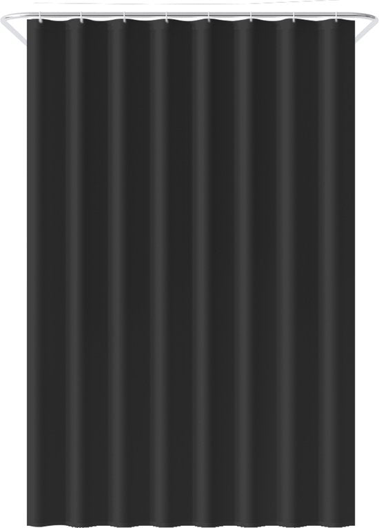 Loti Living Rideau de douche anti-moisissure - Noir - Anneaux inclus - Imperméable - Polyester - Rideau de douche 120x200 cm