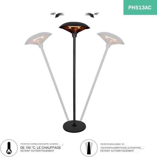 Chauffage de terrasse VONROC - 2000W - 360° - Lampe à infrarouge - Modèle sur pied