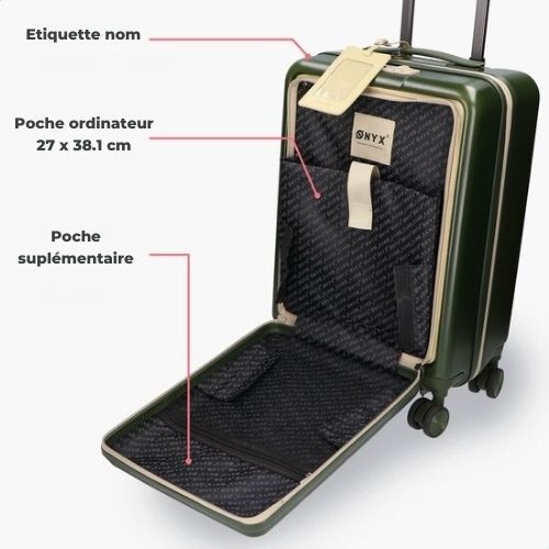 Valise ONYX® 35 L, Bagage à main, Bagage Cabine, Poche frontale pratique, 55 cm, Olive