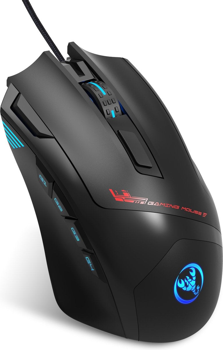 HXSJ S600 Pro Optical Gaming Mouse - Programmable - Lumière RGB - Ergonomique - 7200DPI - Noir