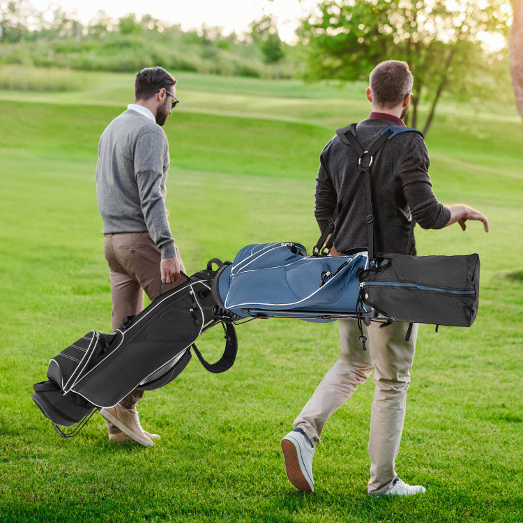 Coast Golf Stand Cart Bag - Séparateur à 4 voies - Léger avec 4 compartiments de rangement - Housse de pluie incluse - Poignées et double bandoulière - Dimensions : 36 x 32 x 112 cm - Couleur : Noir