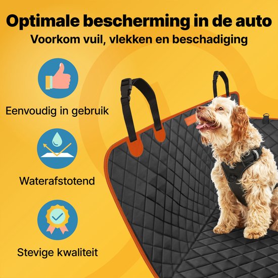 Tapis pour chien Jake et Jacky Siège arrière et coffre de la voiture - Tapis pour chien - Tapis pour chien - Housse de protection pour la voiture - Laisse pour chien, laisses suspendues et sac de rangement inclus