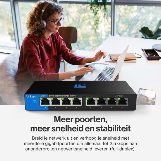 Linksys LN2308 - Commutateur réseau - Non géré - 2 500 Mbps - 8 ports