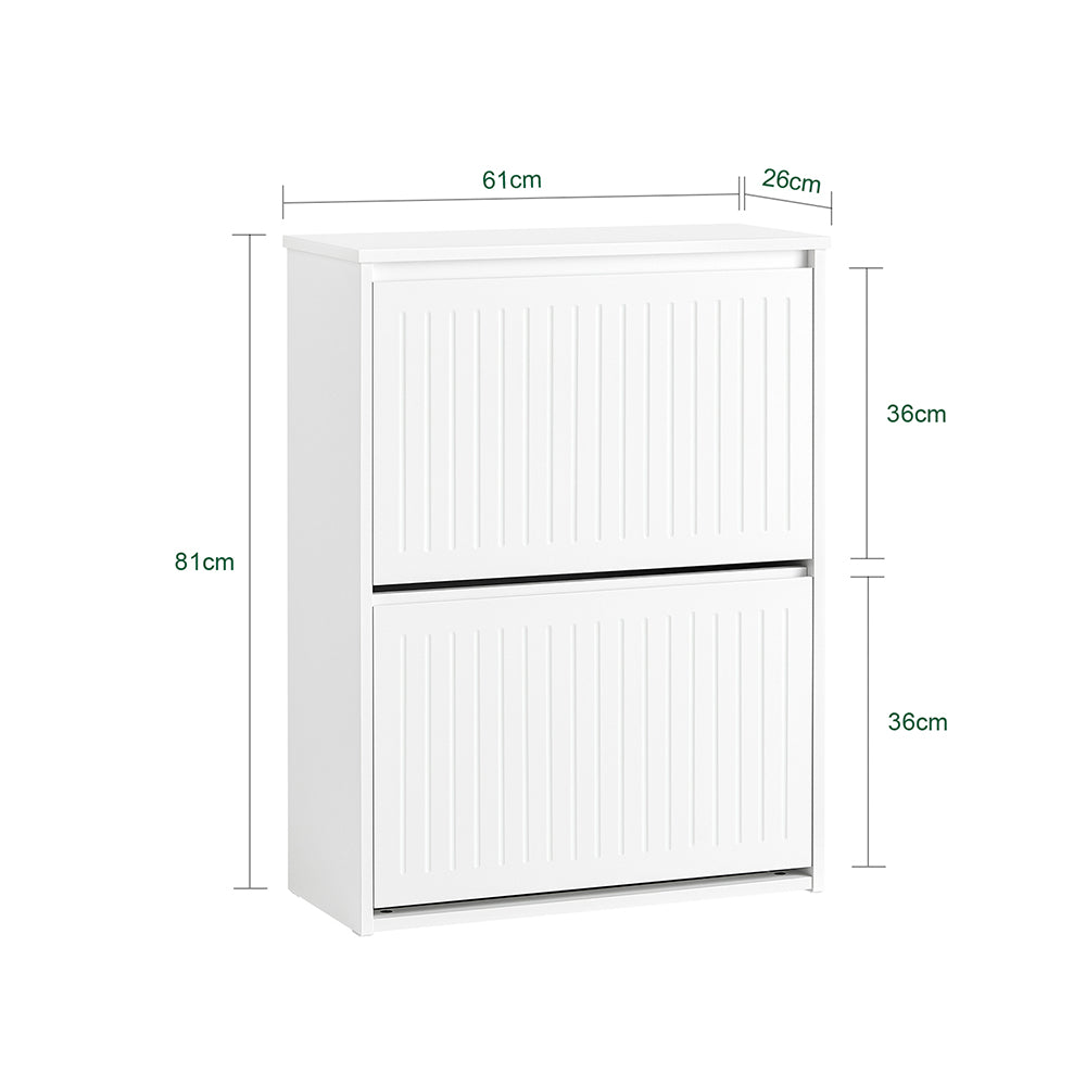 SoBuy Armoire à chaussures FSR165-K-W - 2 abattants - 26 x 61 x 81 cm - Blanc